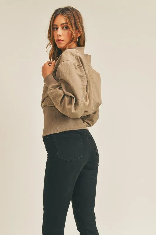 Mocha Mable Long Sleeve Two Way Jacket
