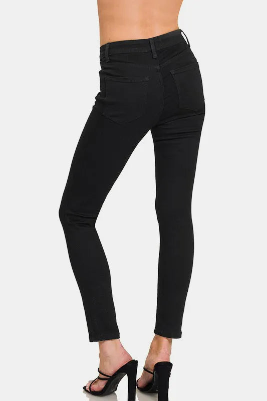 Black Zenana High Rise Skinny Jeans With Pockets