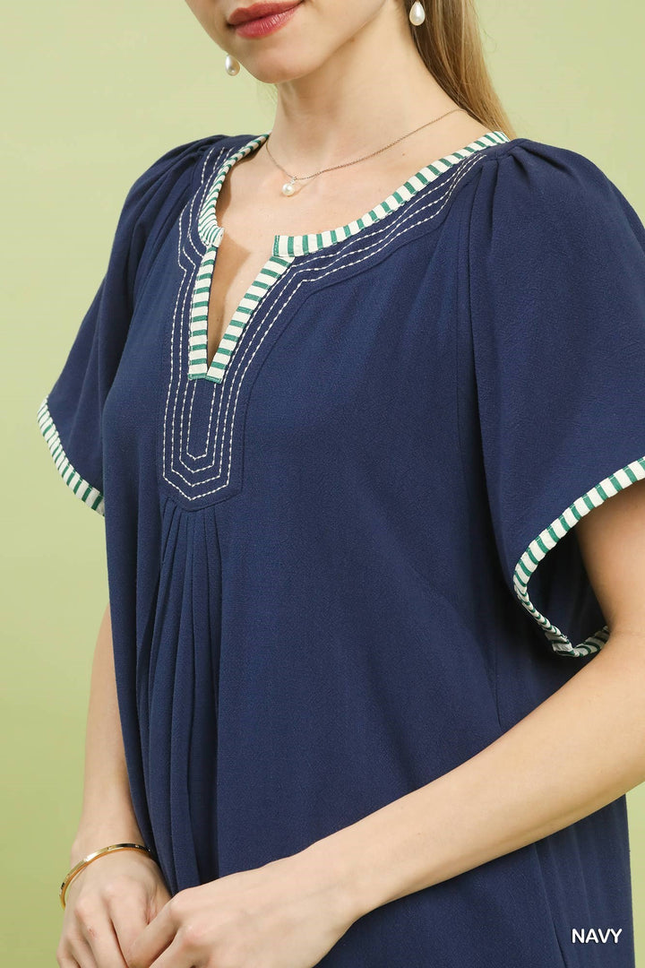 Umgee Linen Trim Tunic Dress 1