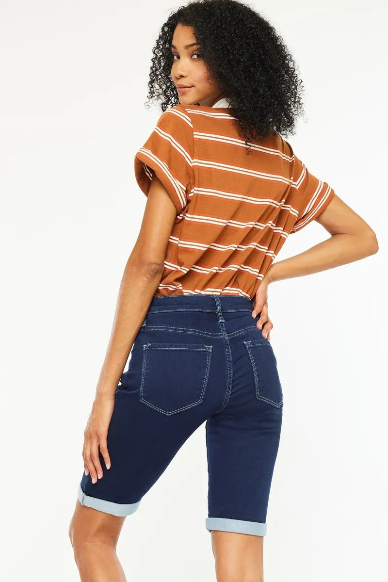 Dark Kancan Mid Rise Bermuda Denim Shorts