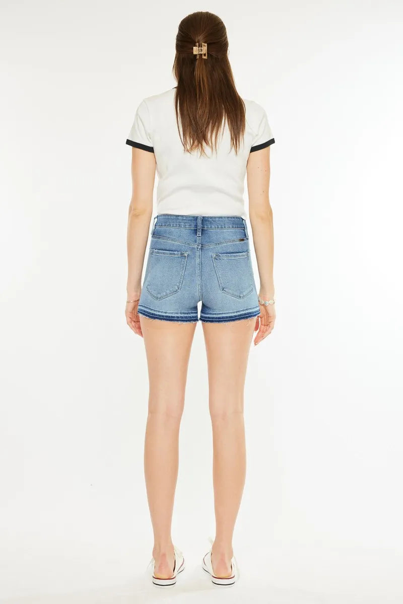 Medium Kancan High Rise Release Hem Denim Shorts