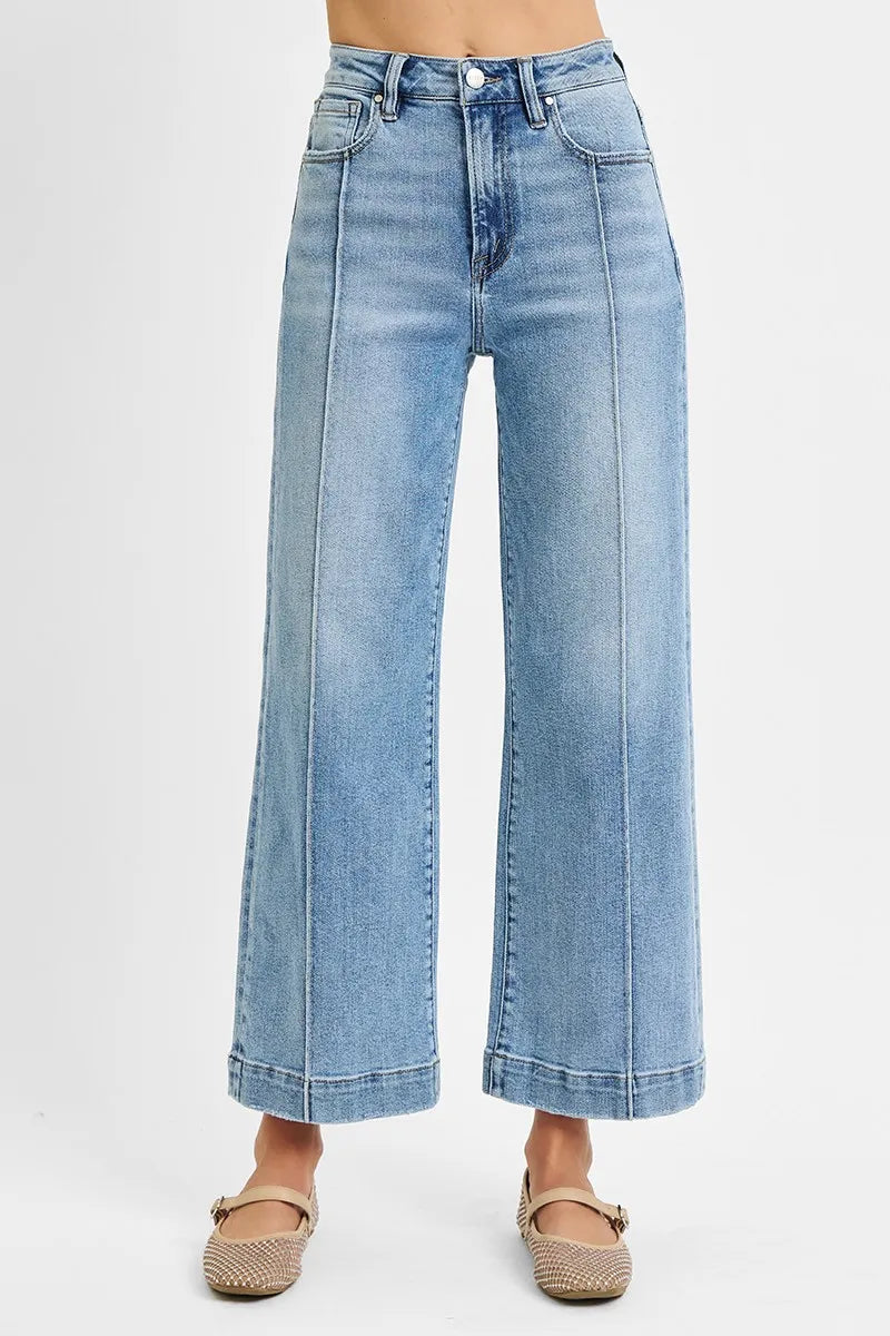 Light Risen Full Size High Rise Crop Wide Leg Jeans Plus Size