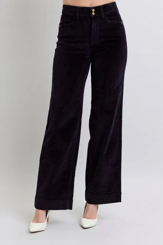 Bk Judy Blue Full Size High Waist Corduroy Trouser Wide Plus Size