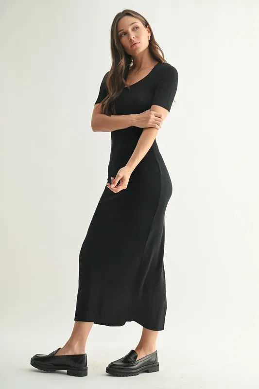Black Mono B Laguna Soft Drape Maxi Dress