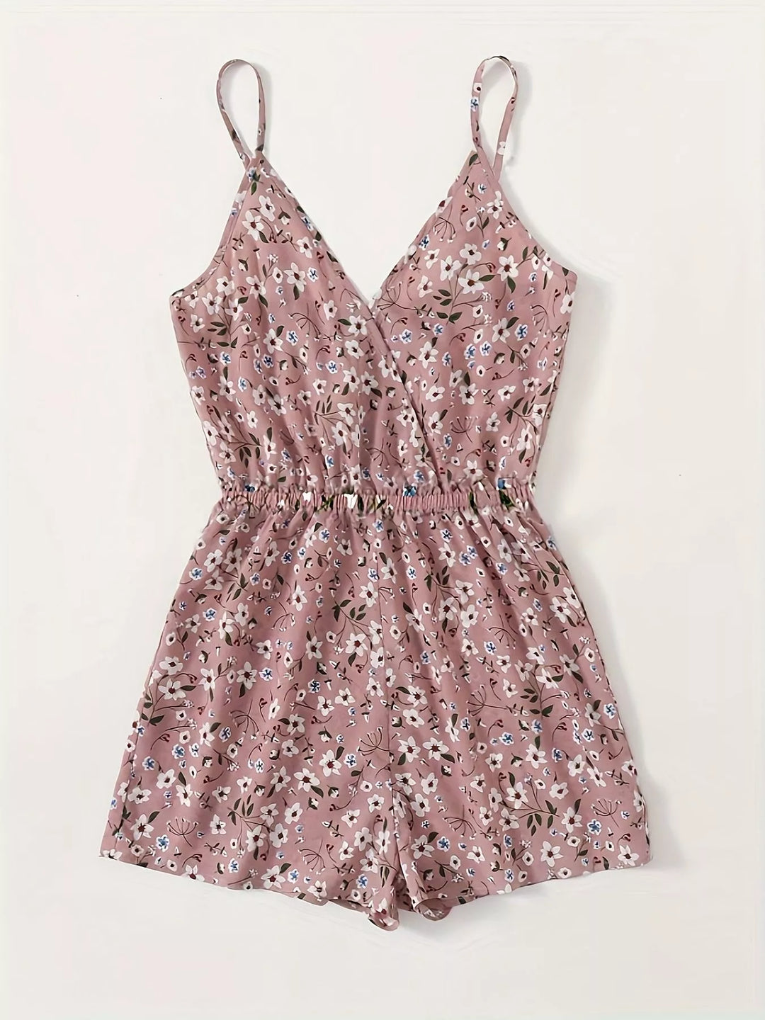Floral Print Spaghetti Strap Romper 1