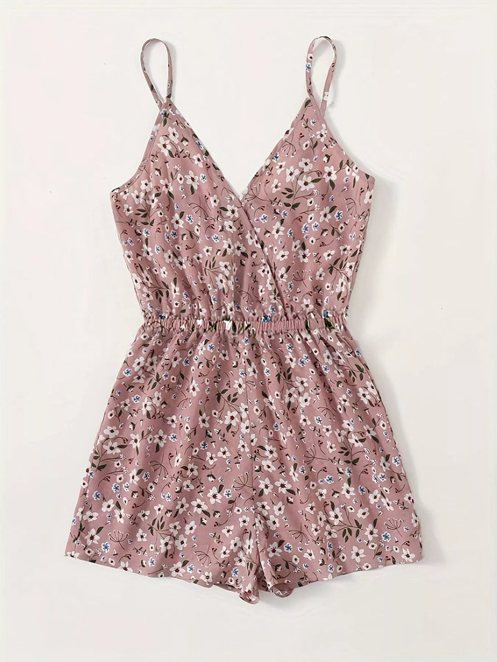 Floral Print Spaghetti Strap Romper 1
