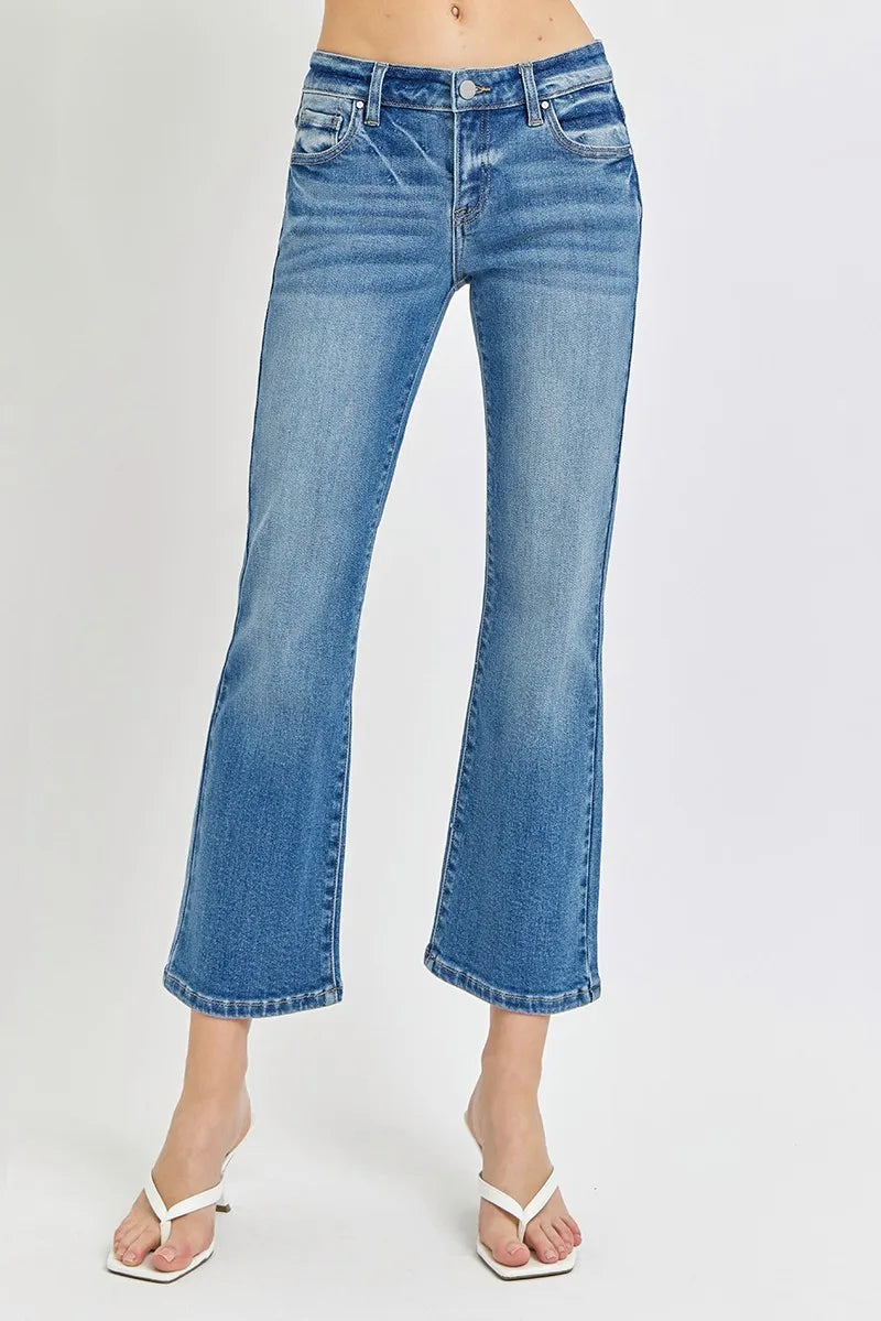 Medium Risen Full Size Low Rise Crop Flare Jeans Plus Size