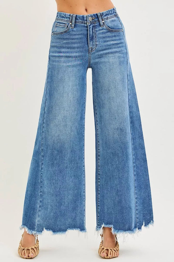 Medium Risen High Rise Ankle Wide Jeans