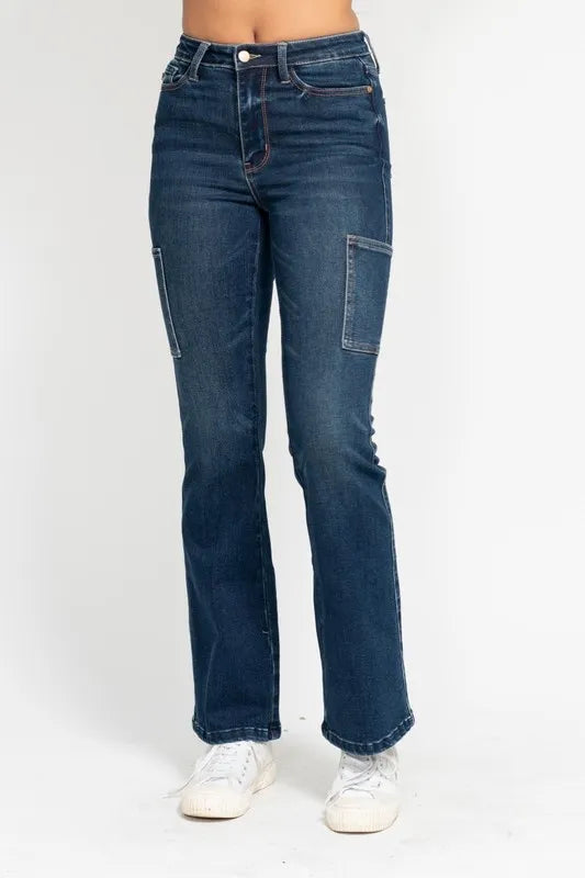 Dk Judy Blue Full Size High Waist Cargo Bootcut Jeans Plus Size