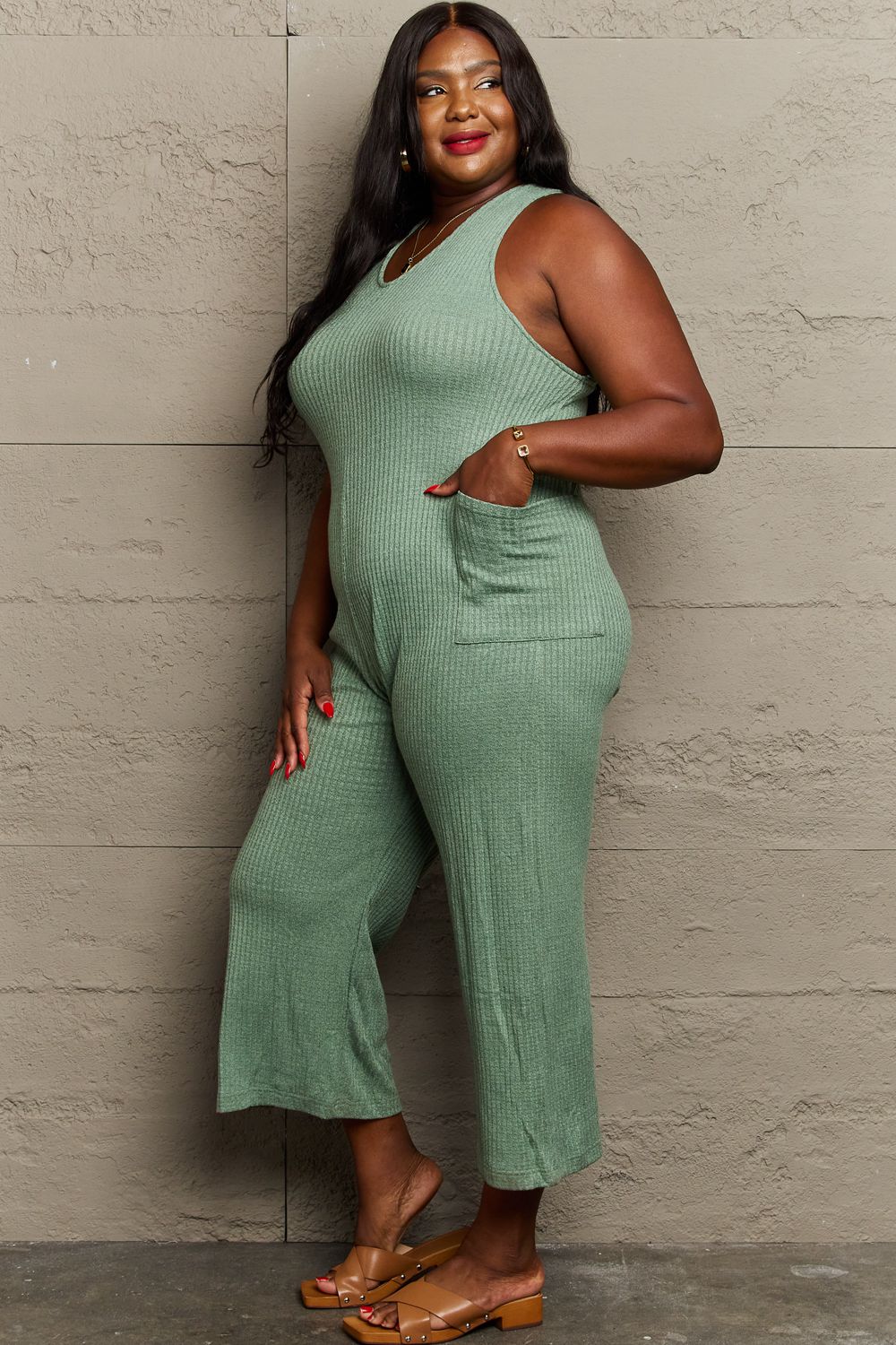 Sage Heyson Dont Get It Twisted Full Size Rib Knit Jumpsuit