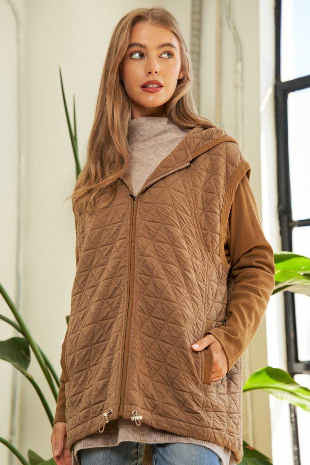 Solid Long Sleeve Zipper Front Hoodie Jacket | Anekay