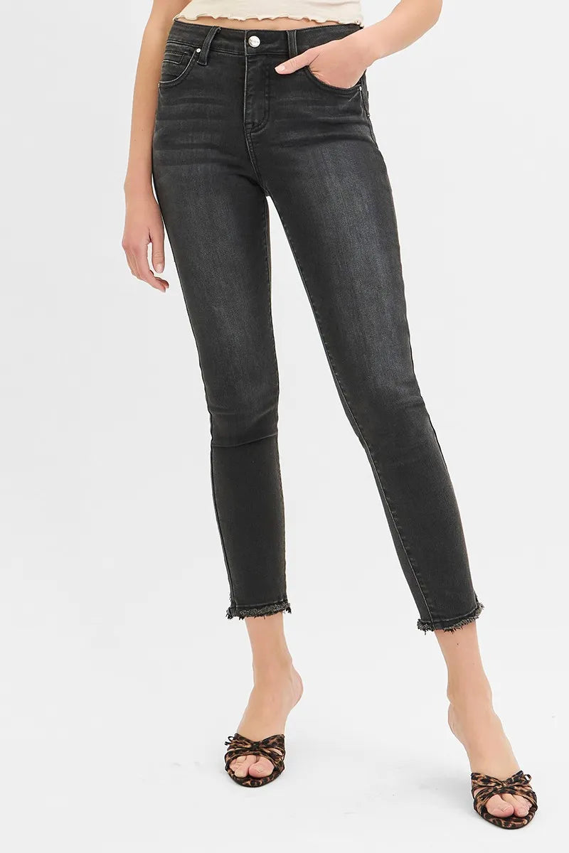 Black Risen Full Size Tummy Control Mid Rise Crop Skinny Jeans Plus Size