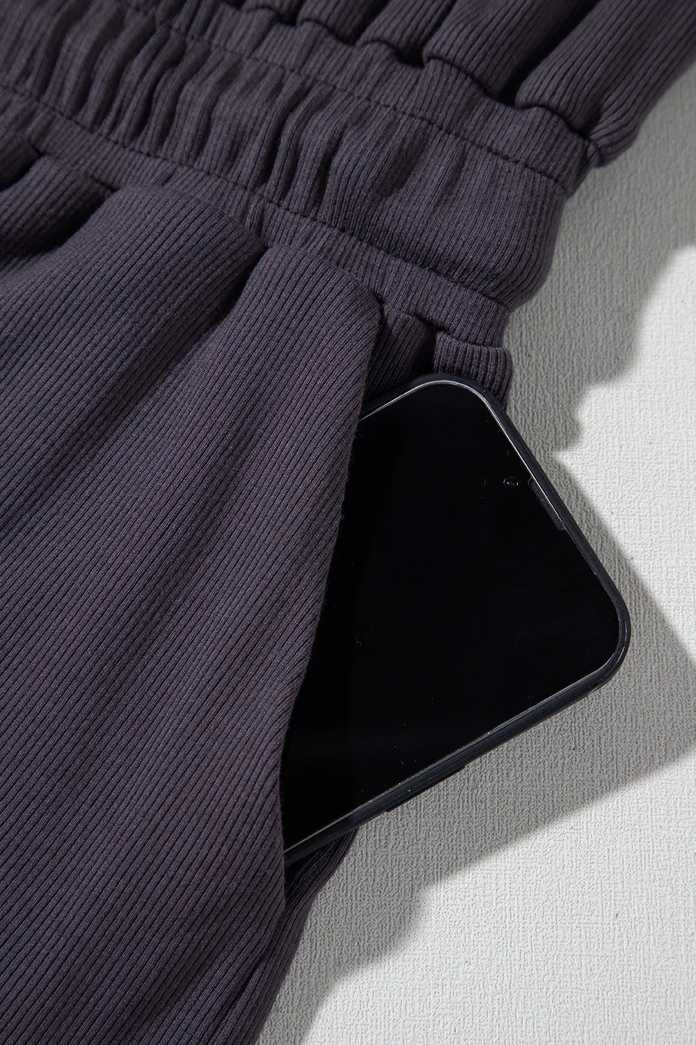 Knit Open Back Cap Sleeve Drawstring Romper