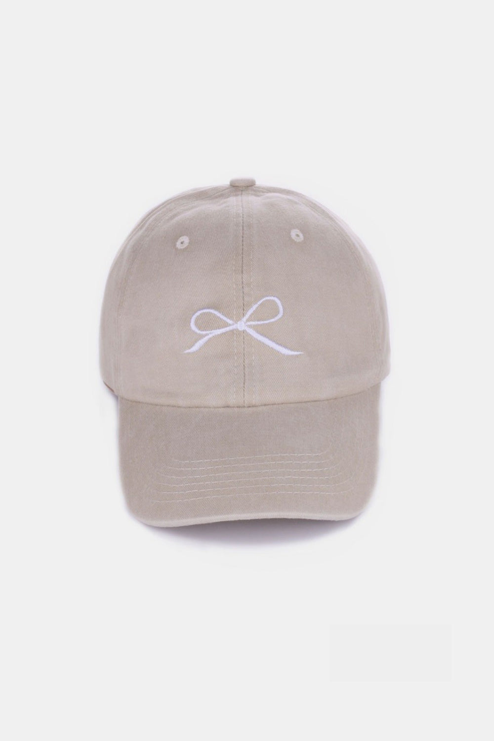 Mint Zenana Bow Embroidered Washed Cotton Caps