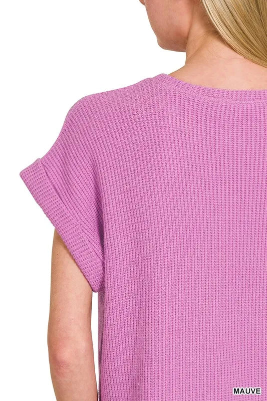 Zenana Rolled Sleeve Top And Pants Sweater Set