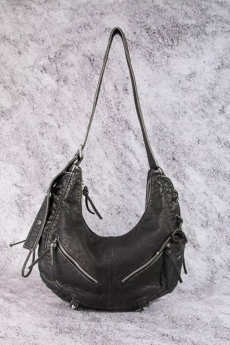Bk Fame Larger Leather Crescent Shoulder Bag