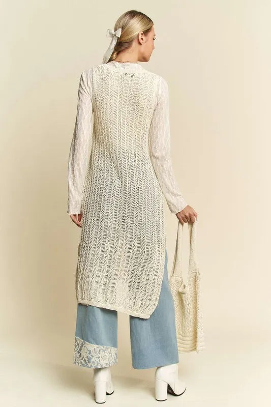 Beige Davi Dani Knit Side Slit Round Neck Sleeveless Dress Bag 1