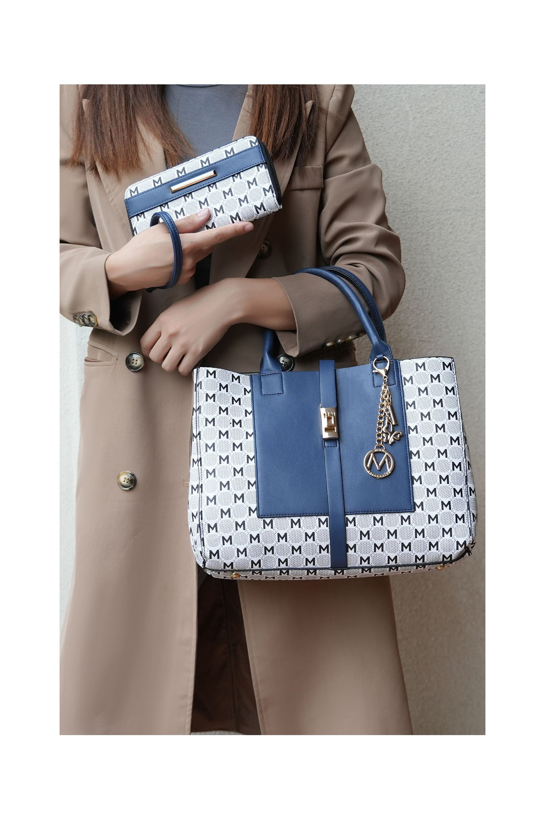 Mustard Mkf Yuliana Circular Print Satchel With Wallet Mia