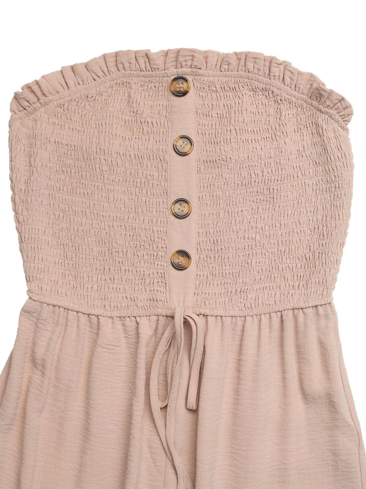 Smocked Tube Top Wide Leg Jumpsuit