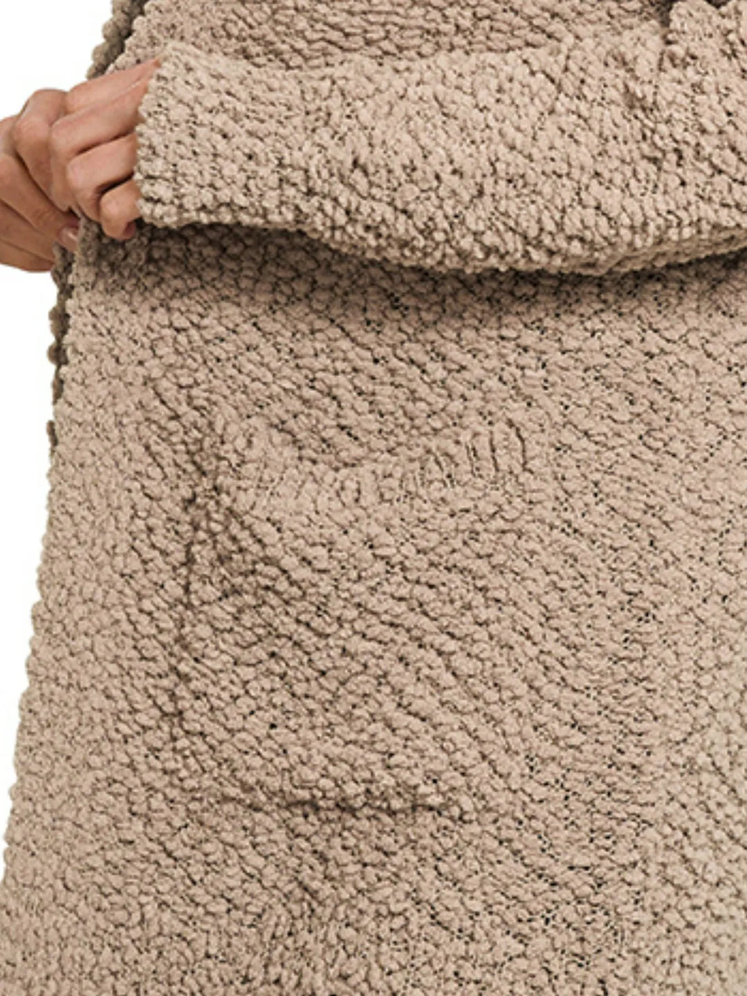 Ash Mocha Zenana Long Sleeve Popcorn Sweater Cardigan With Pockets 3