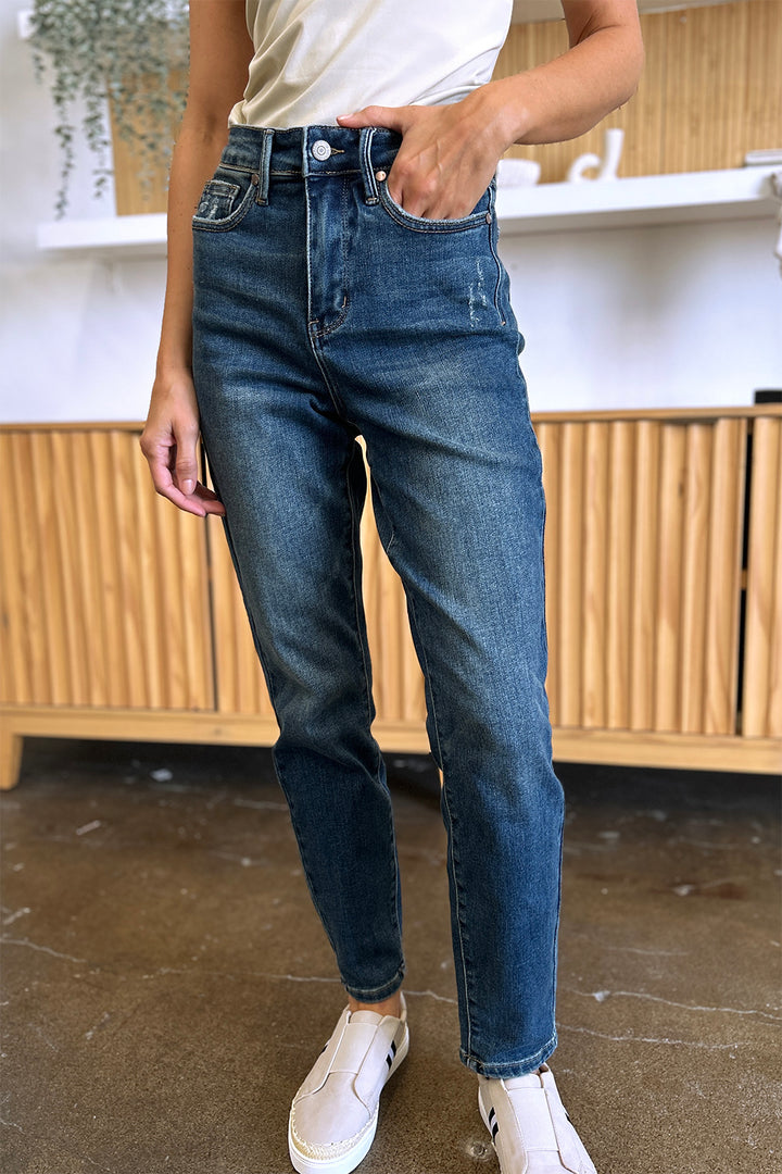 Dark Judy Blue Full Size Tummy Control High Waist Slim Jeans