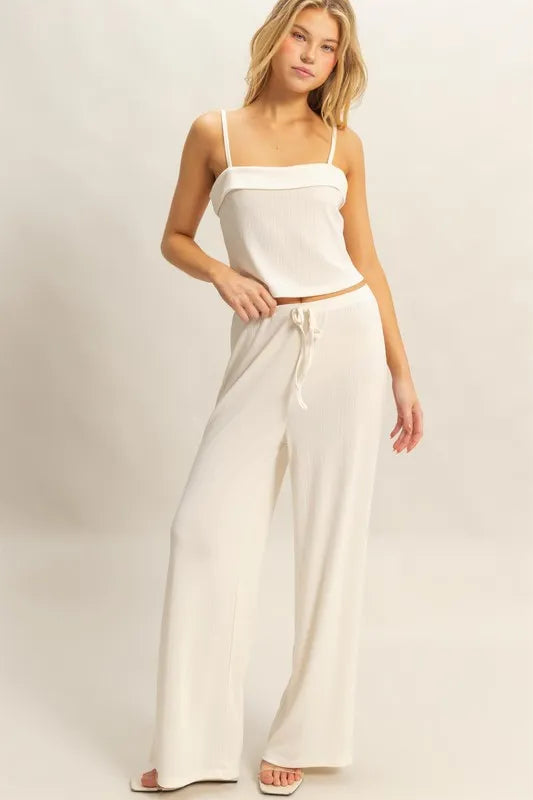 White Hyfve Rib Knit Cami Top And Pants Set 1