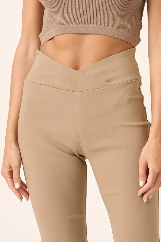 Mocha Mittoshop Surplice V Waist Flare Pants 2