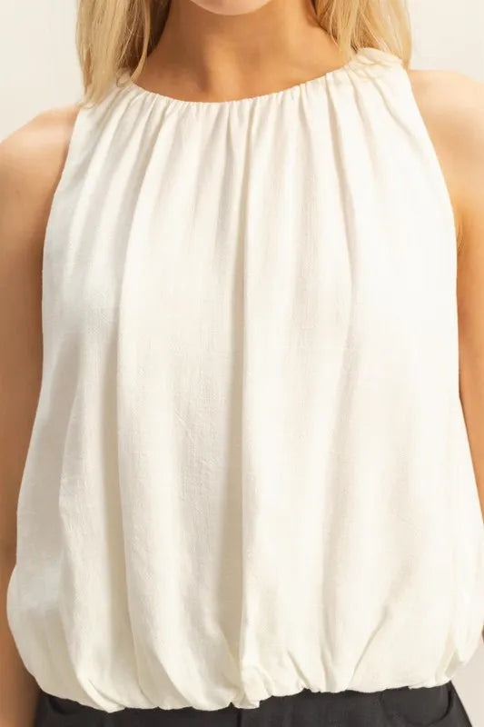 Hyfve Bubble Hem Round Neck Sleeveless Blouse 1
