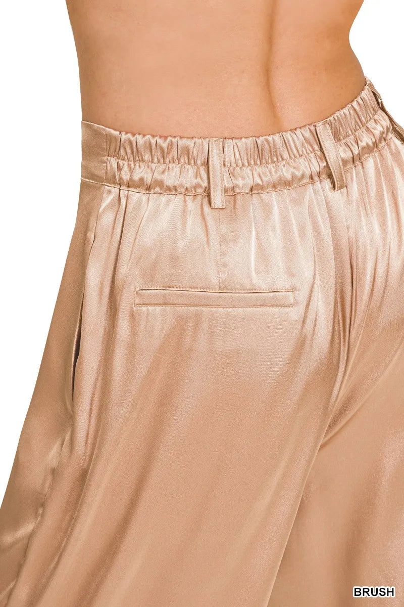 Brush Zenana Wide Leg Satin Pants 1