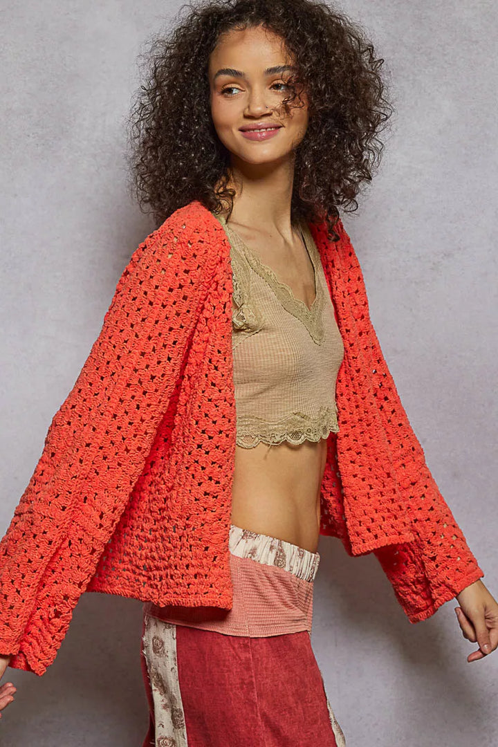 Pol Open Front Cardigan With Crochet Patterns