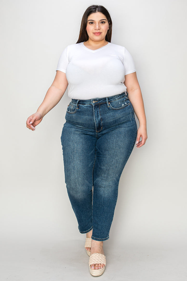 Dark Judy Blue Full Size Tummy Control High Waist Slim Jeans