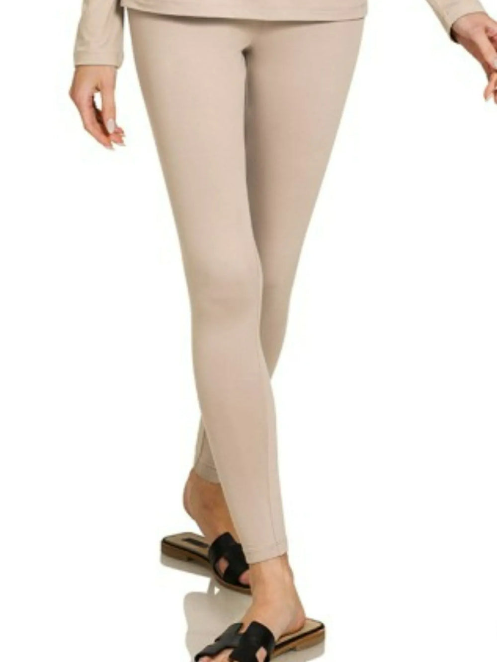 Ash Mocha Zenana Microfiber Round Neck Top And Leggings Set 1