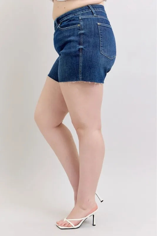 Judy Blue Plus Size High Waist Criss Cross Waistband Denim Shorts