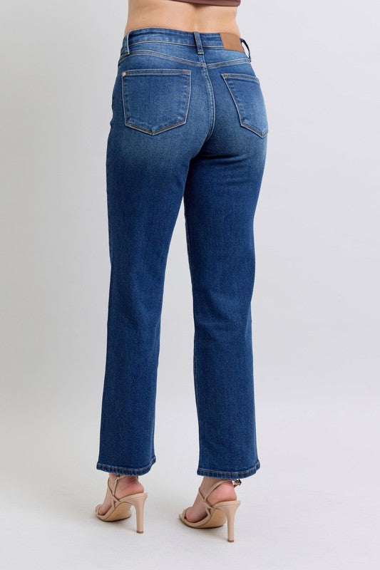 Medium Judy Blue Full Size Side Seam Detail Straight Jeans With Pockets