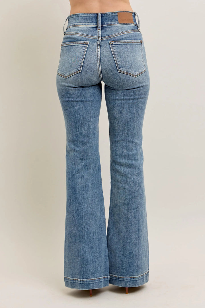 Md Judy Blue Full Size High Waist Flare Denim Jeans With Front Seam Detail Plus Size
