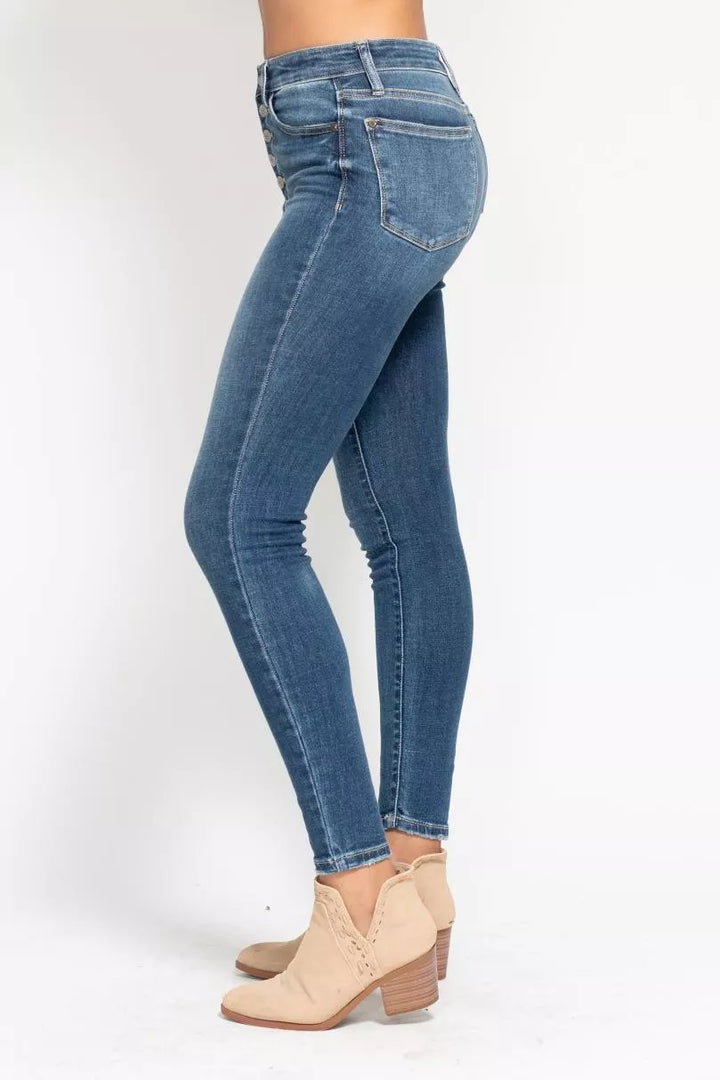 Md Judy Blue Full Size High Rise Button Fly Skinny Jeans Plus Size