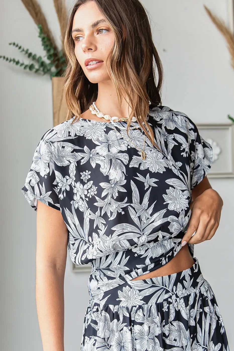 Mittoshop Tropical Print Top And Skirt Set 1