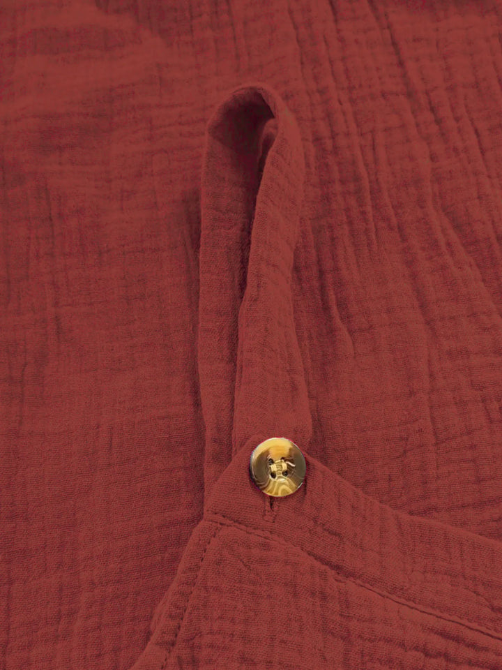 Rust Full Size Casual Wide Leg Textured Overalls Plus Size