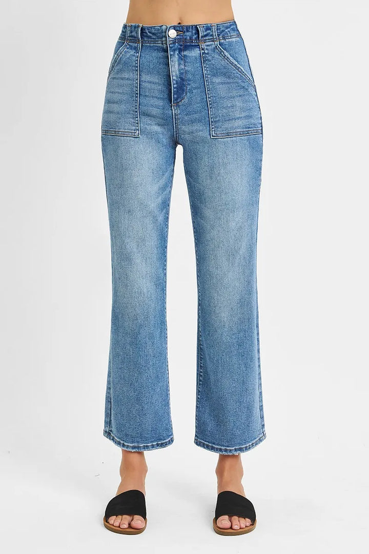 Medium Risen Full Size High Waisted Bootcut Cropped Jeans Plus Size