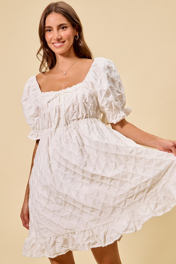 Off White So Me Texture Woven Ruching On Bust Mini Dress