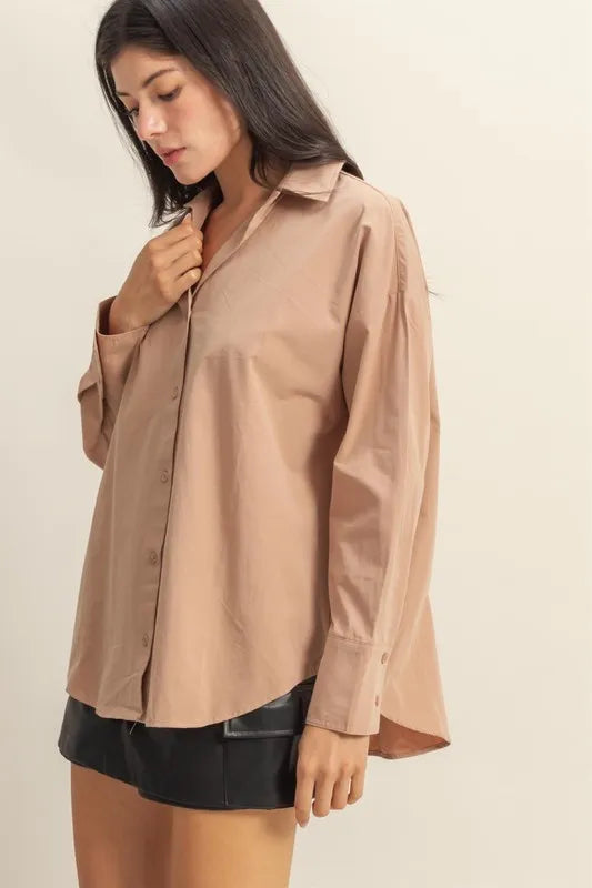 Tan Hyfve Button Down Long Sleeve Shirt