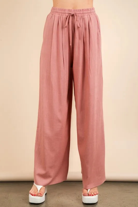 Very J Solid Woven Top Pants Set 2
