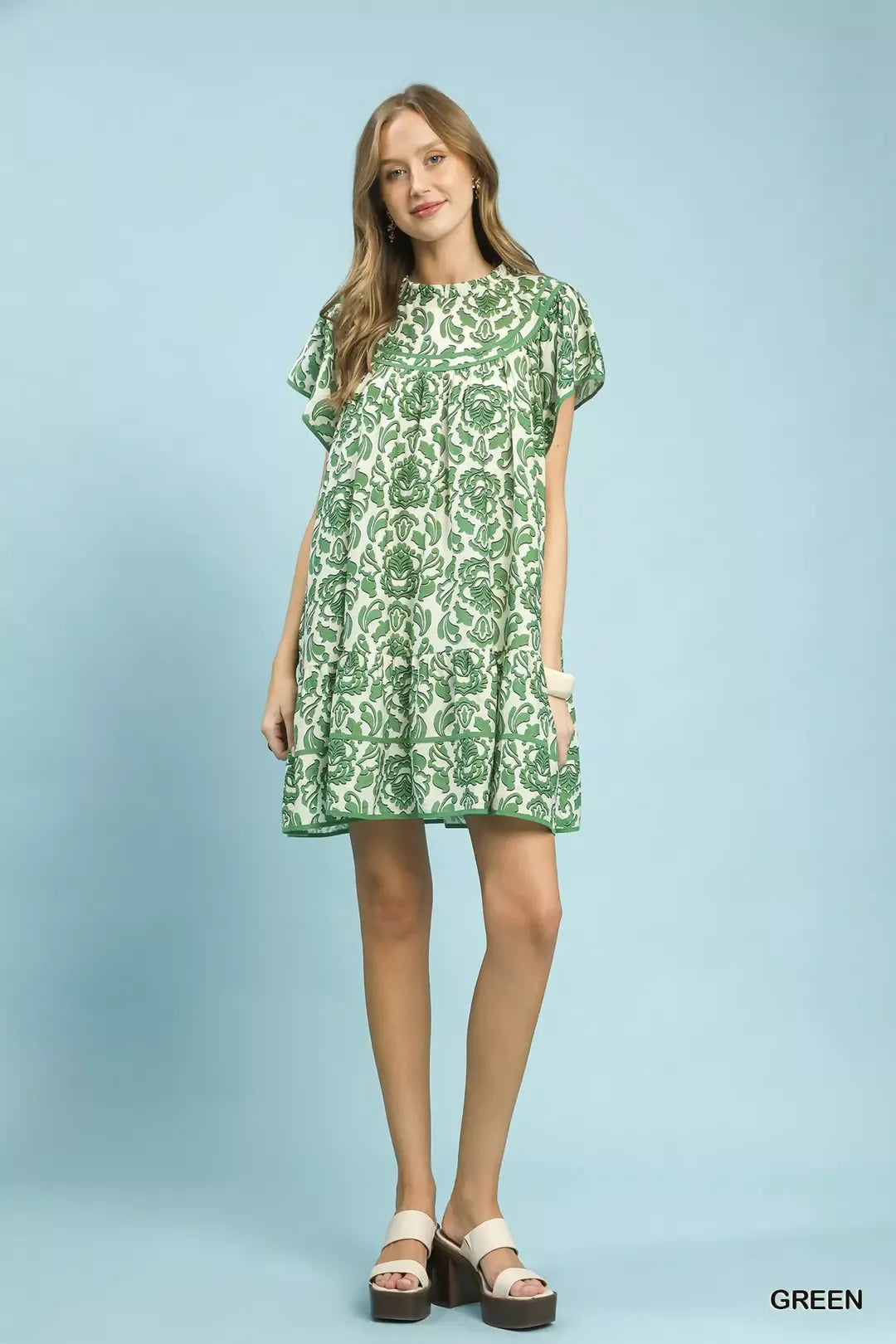 Umgee Abstract Print Babydoll Mini Dress 1