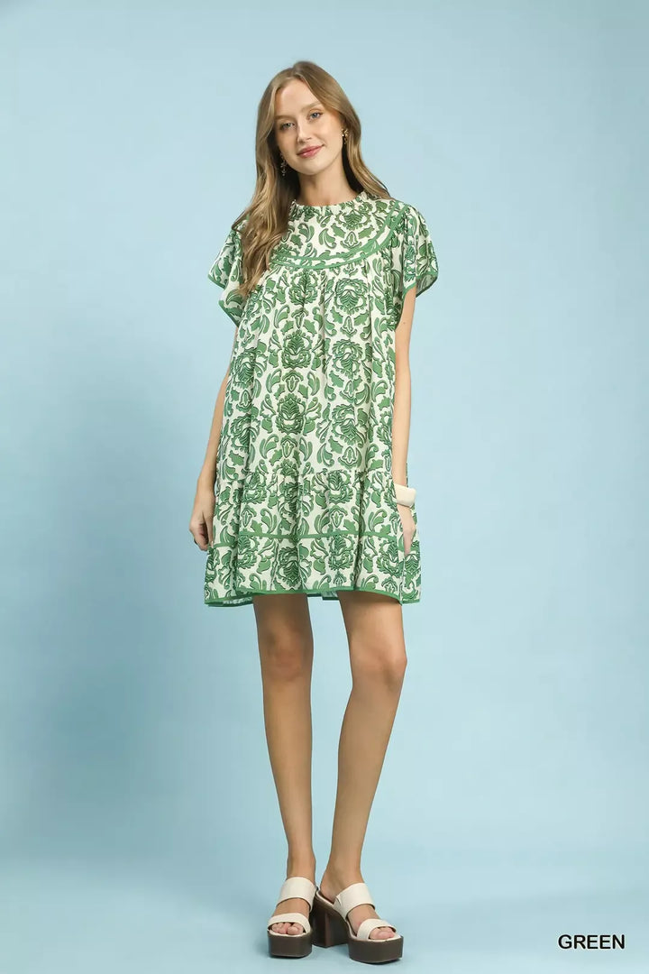 Umgee Abstract Print Babydoll Mini Dress 1
