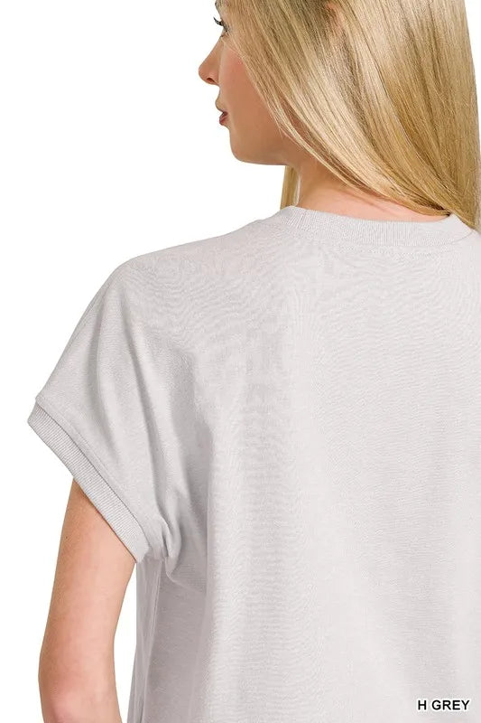 H Grey Zenana Premium Cotton Relaxed Crop Tee