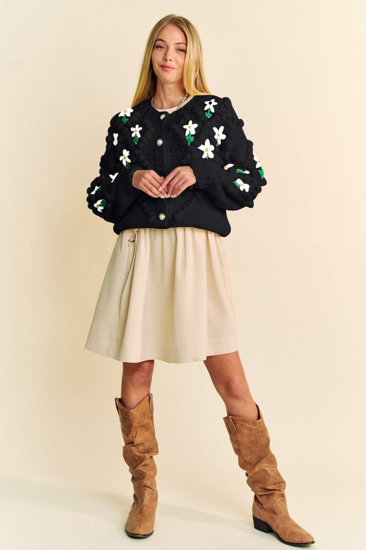 Davi Dani Floral Pattern Button Down Cardigan 1