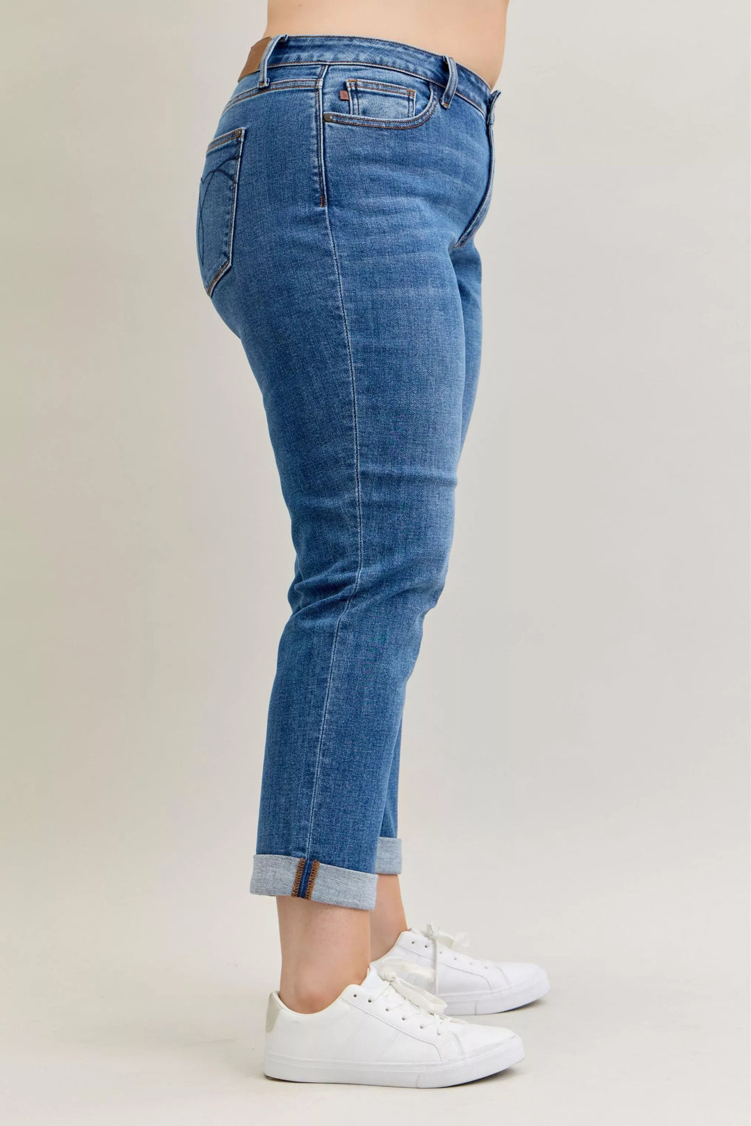 Md Judy Blue Full Size Mid Rise Bf Classic Cuffed Jeans Plus Size