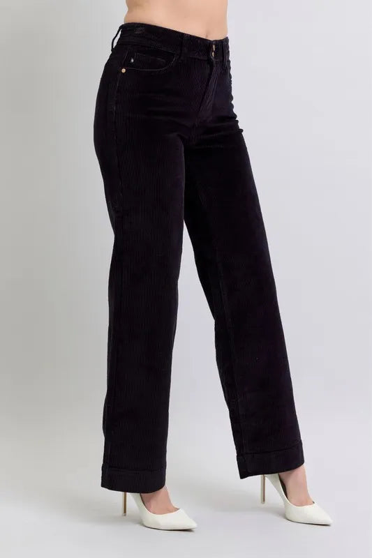 Bk Judy Blue Full Size High Waist Corduroy Trouser Wide Plus Size