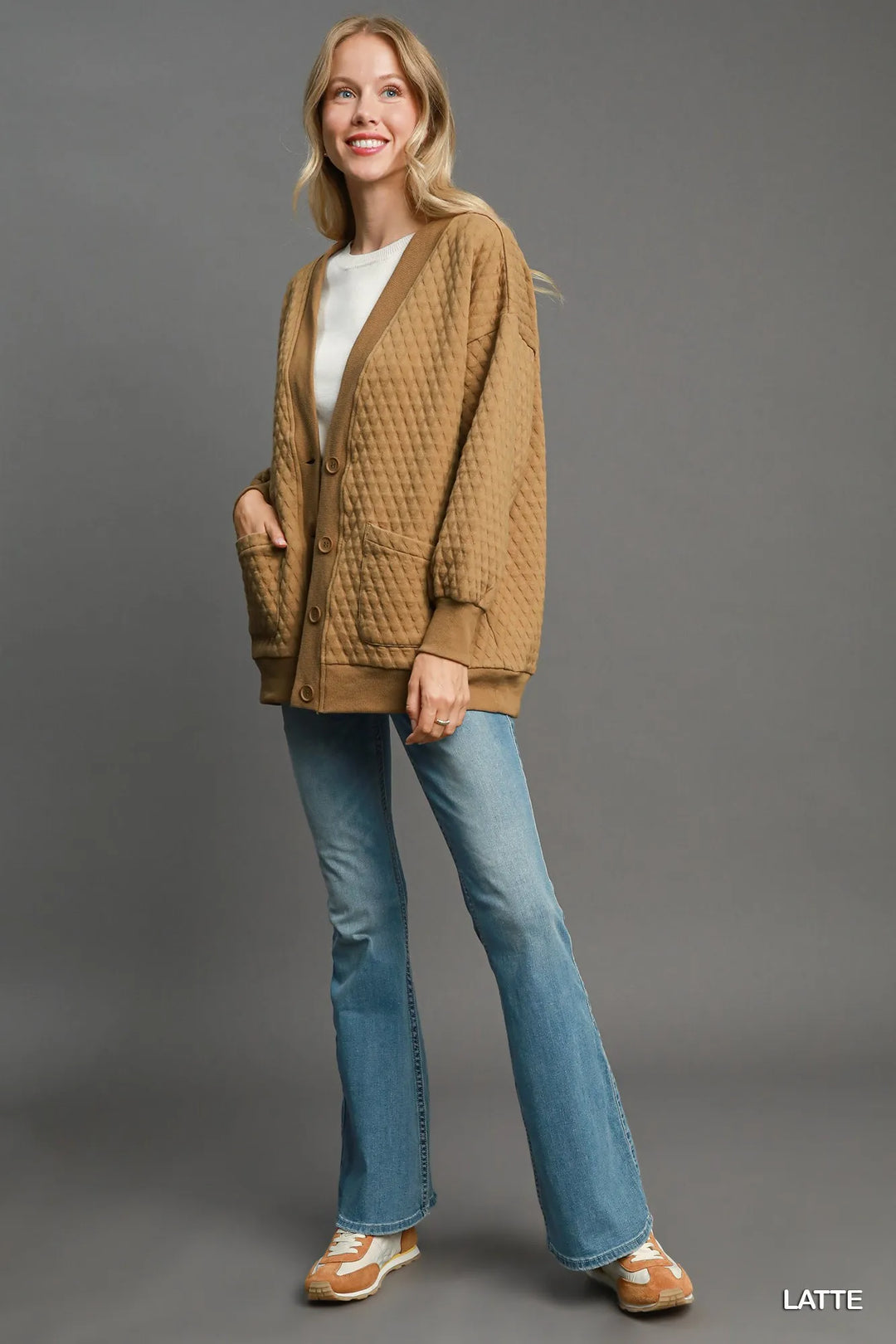 Latte Umgee Button Up Jacquard Cardigan 1