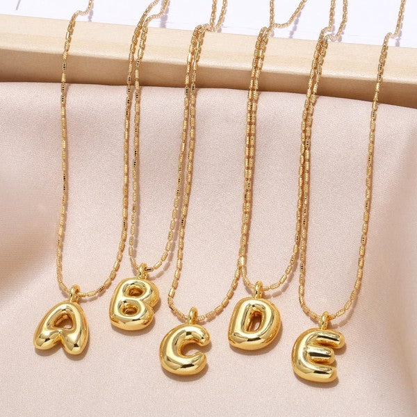 B Water Drop Bubble Letter Initial Letter Necklace